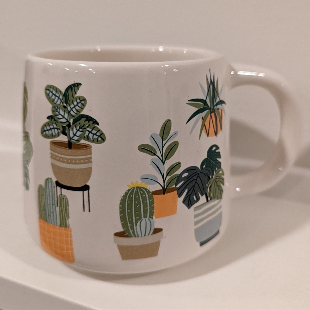 Botanical Delight Mug with Green and Tan Accents